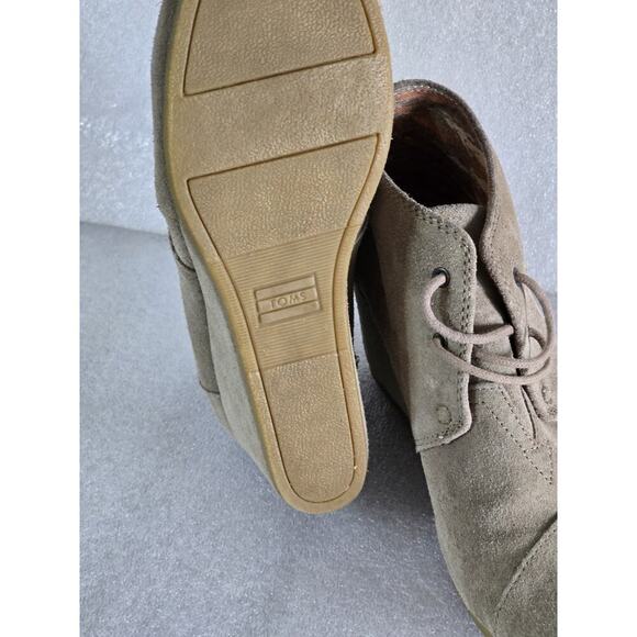 TOMS Women's Wedge Bootie Taupe Gray Boots Shoes Suede Cottage Fairy size W9 W 9 - Picture 5 of 6